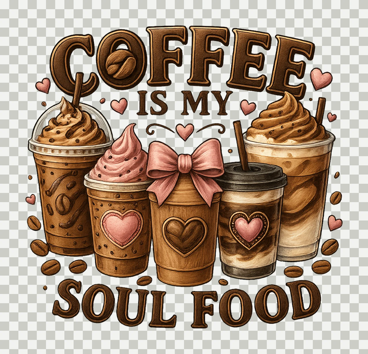 Coffee Coquette Cute Coffee Shirt Designs Sublimation Art transparency and detail preview thumbnail
