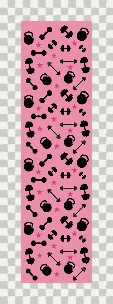 Silhouette Design of Gym equipment and star pattern with black dumbbell, black kettlebell and pink star transparency and detail preview thumbnail