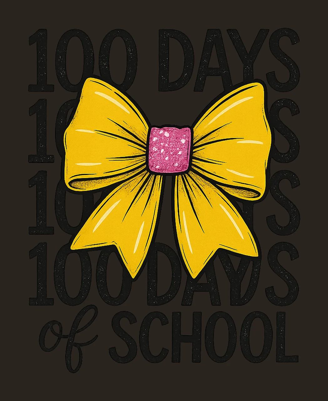 100 Days of School Trendy Child Bow Pencil Checkered Glitter contrast preview thumbnail