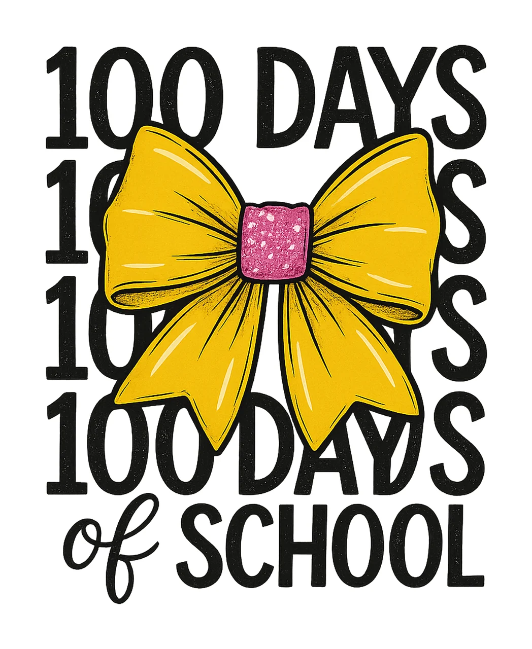 100 Days of School Trendy Child Bow Pencil Checkered Glitter