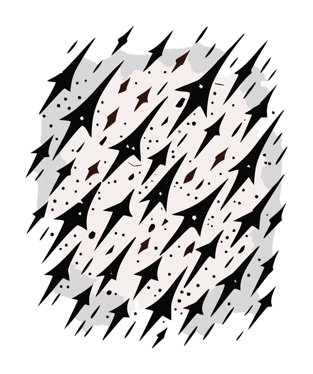 Black Square With Sharp Jagged Edges Shape Framing spikes white