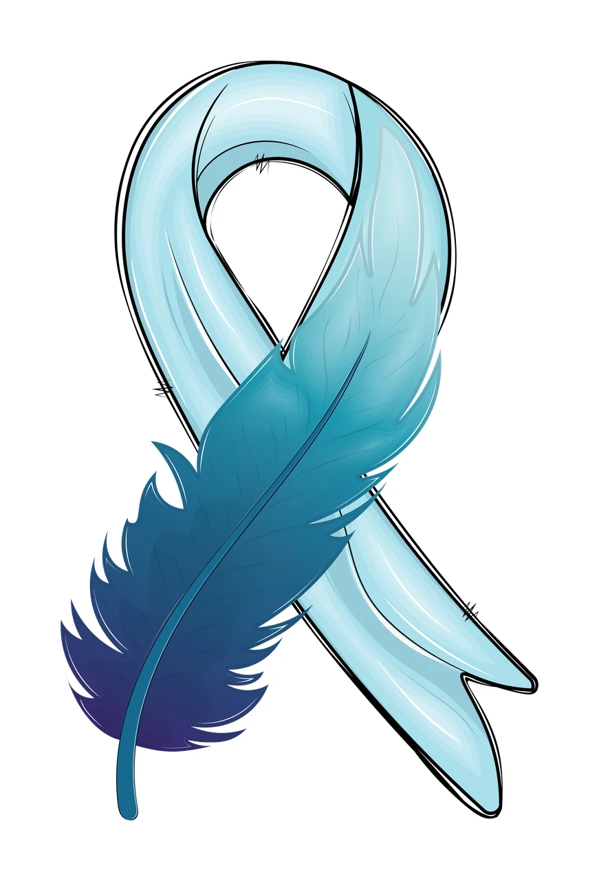 Ribbon Black Awareness Silhouette With A Single Feather hanging
