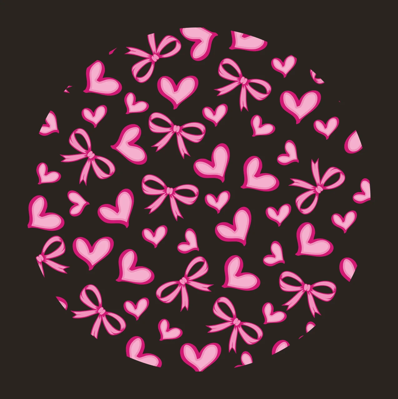 Keychain Circular Ribbon And Heart Line Pattern patterned art contrast preview thumbnail