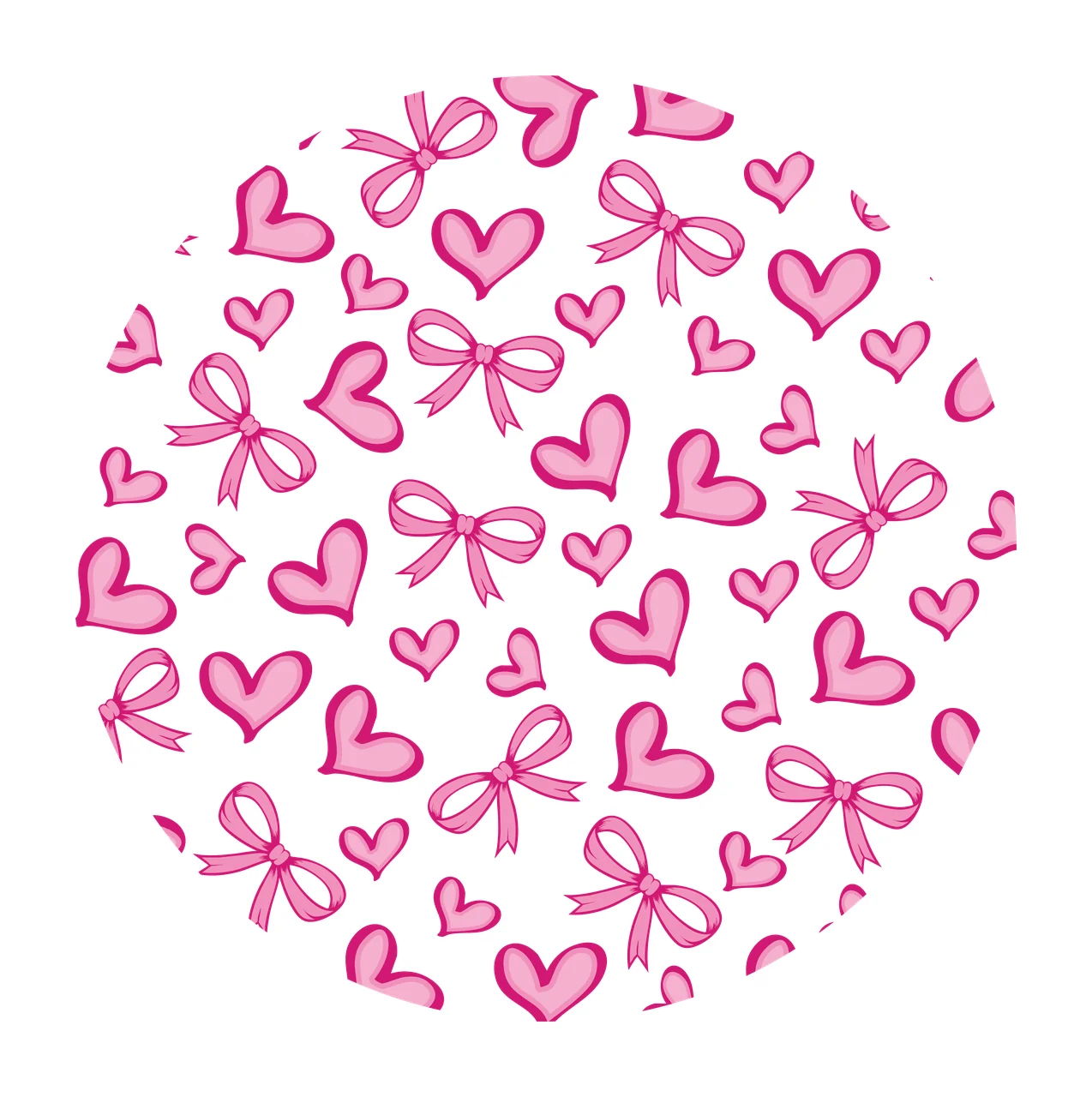 Keychain Circular Ribbon And Heart Line Pattern patterned art