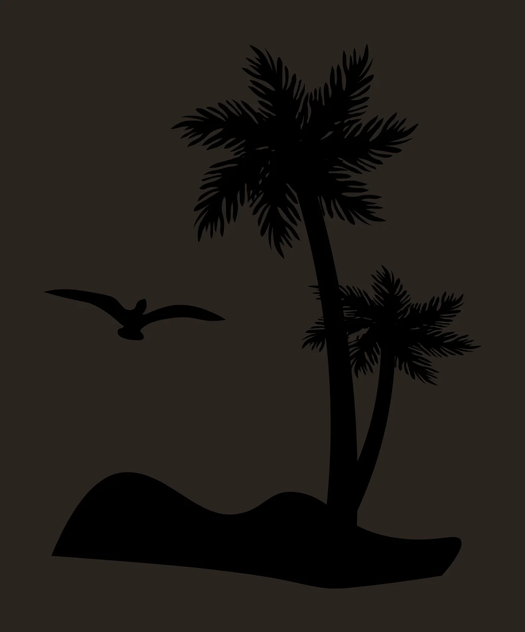 Palm Tree Trees On Island With Bird sky silhouette black white contrast preview thumbnail