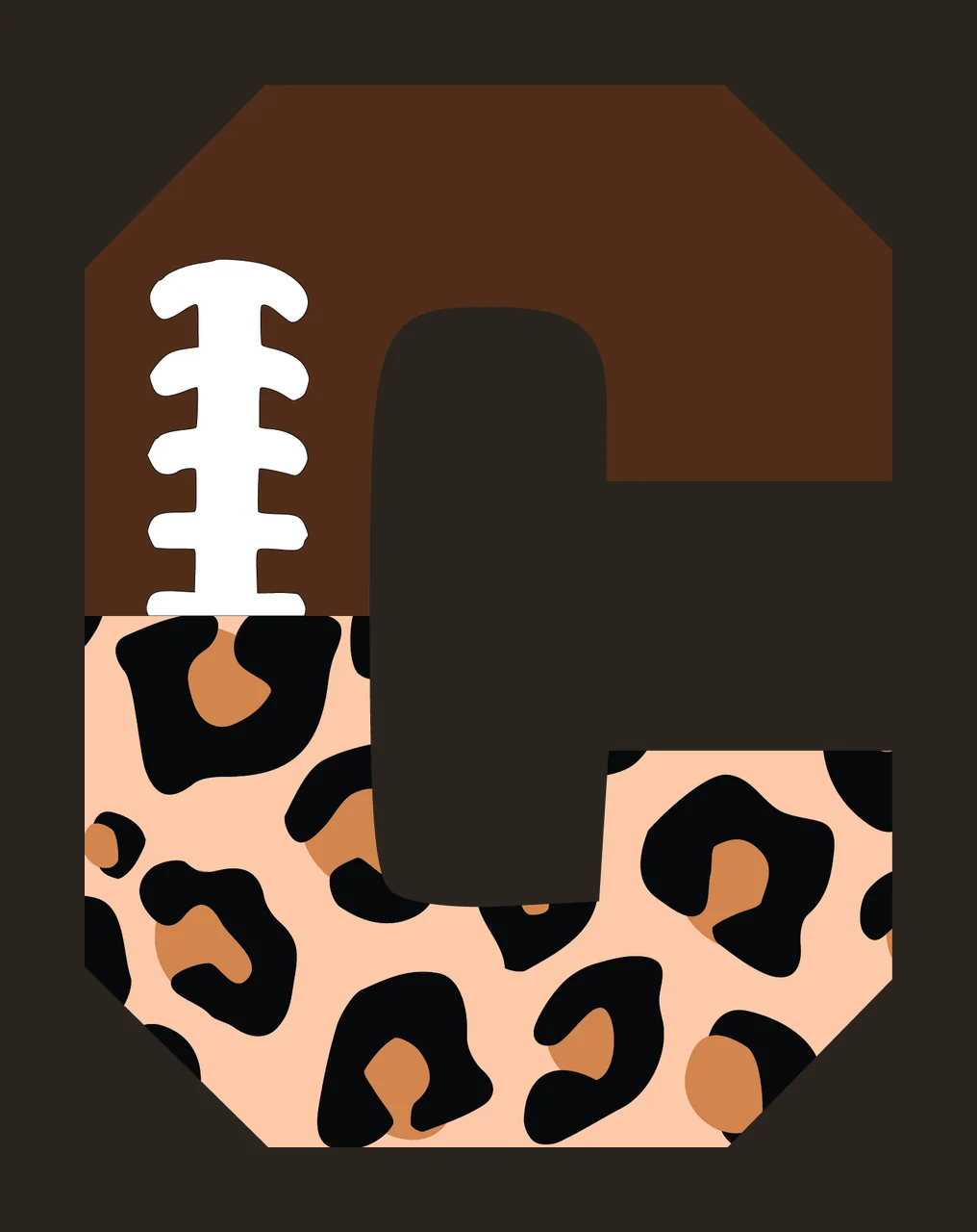C Brown Football Letter With Leopard contrast preview thumbnail
