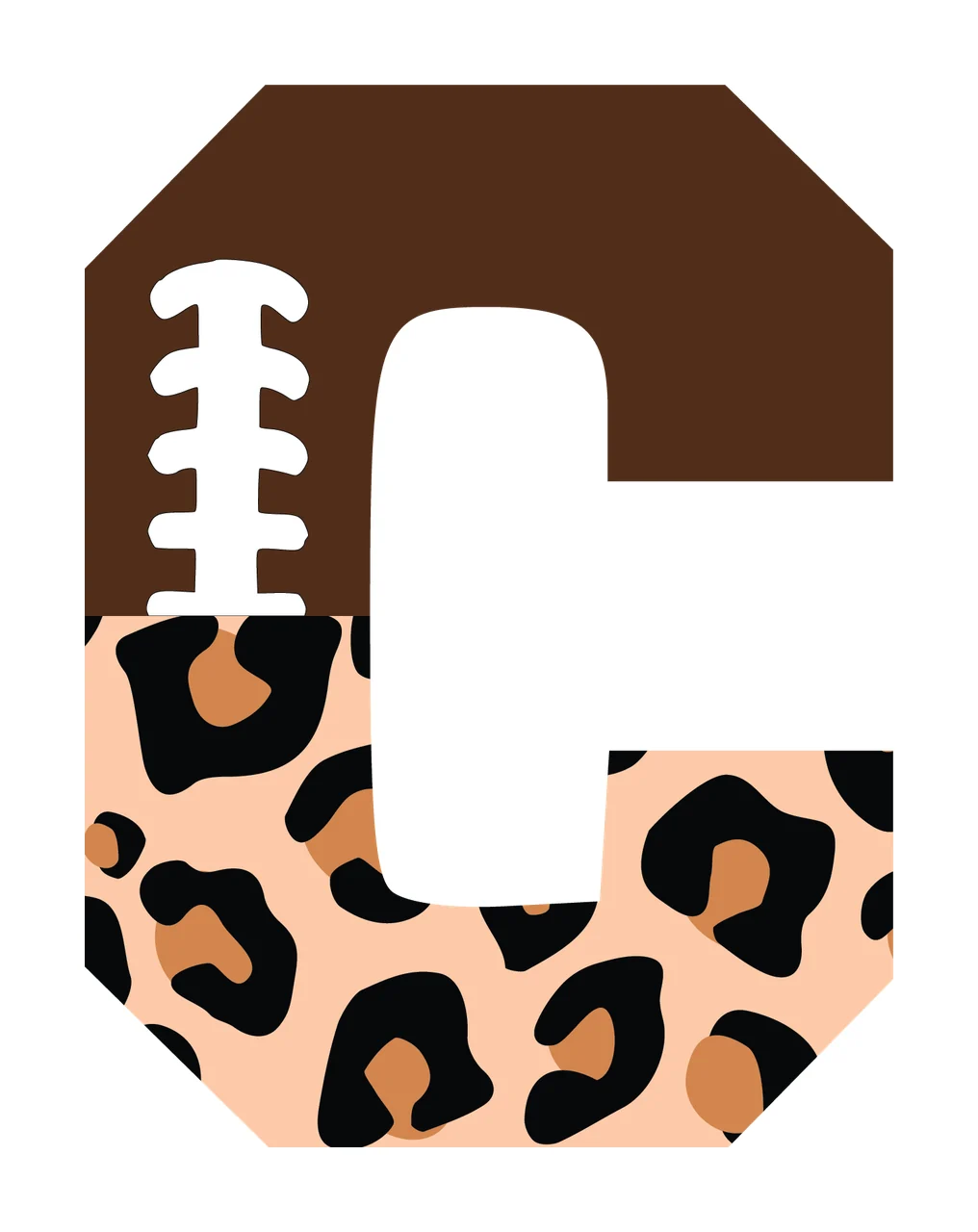 C Brown Football Letter With Leopard
