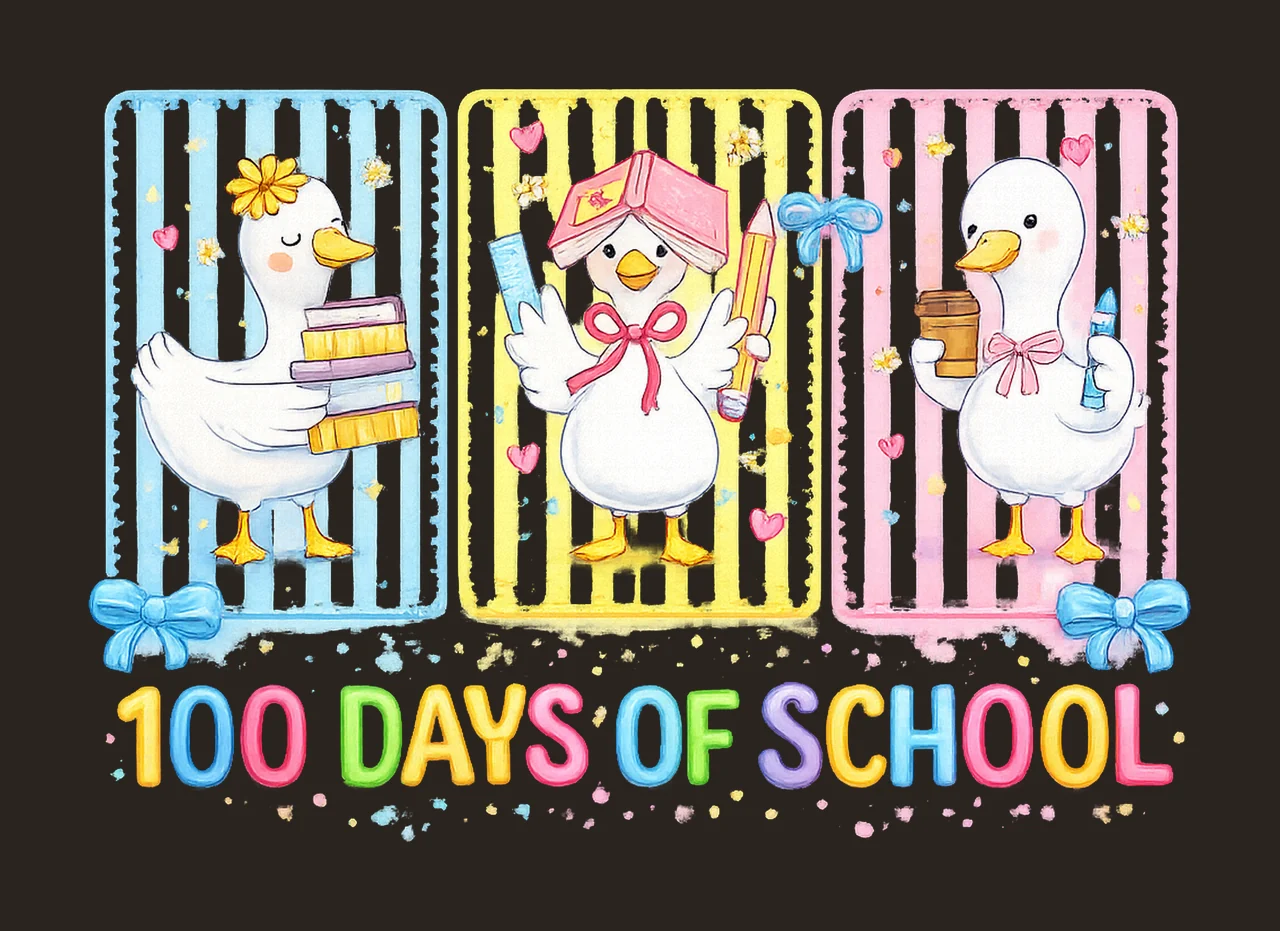 Coquette Goose 100 Days Of School Teacher Humor Design 100th contrast preview thumbnail