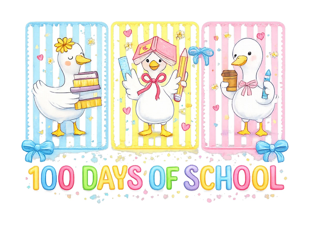Coquette Goose 100 Days Of School Teacher Humor Design 100th
