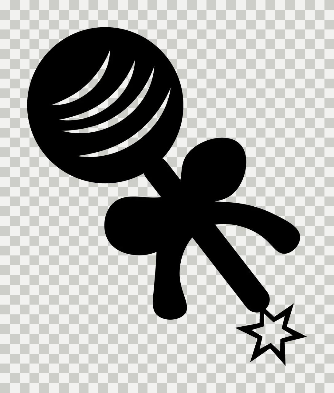 Baby Rattle With Toy And Silhouette In Black transparency and detail preview thumbnail