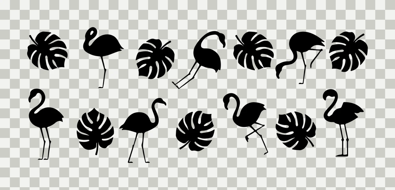 Can Glass Wrap Flamingos And Monstera Leaves Pattern silhouette transparency and detail preview thumbnail