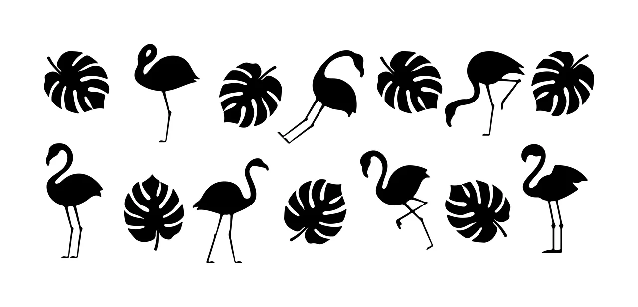 Can Glass Wrap Flamingos And Monstera Leaves Pattern silhouette