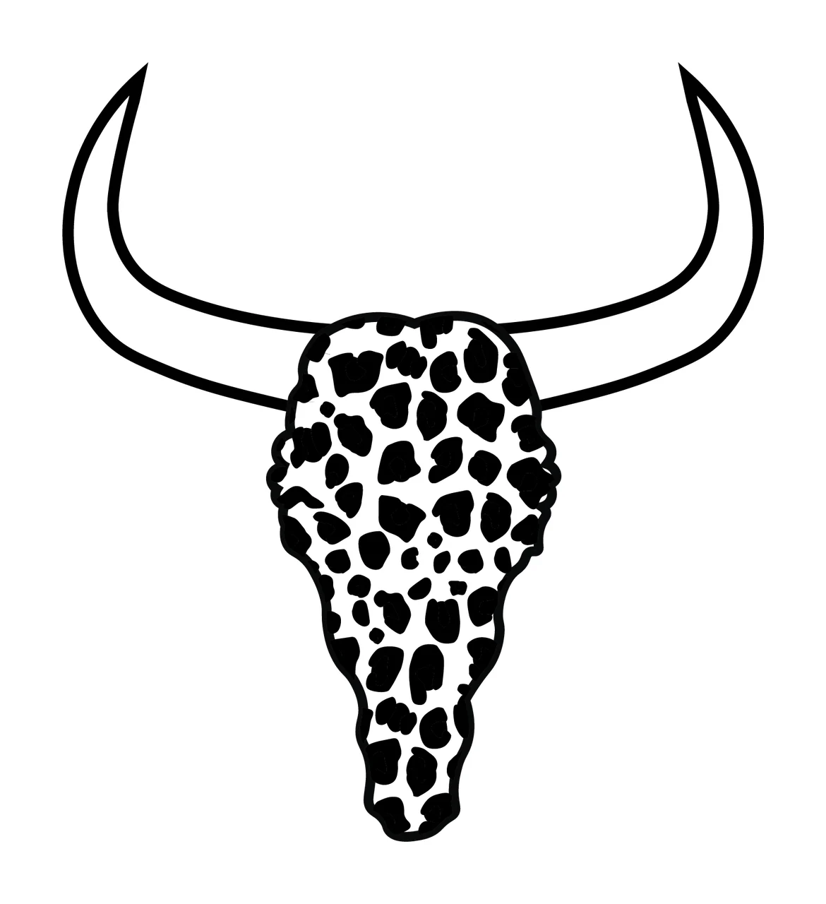 Black Silhouette Of Horned Animal Skull horns shape 2 F16 cow new more