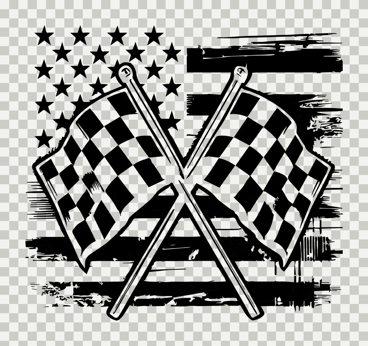 Flag Crossed Racing Flags With Background checkered distressed transparency and detail preview thumbnail