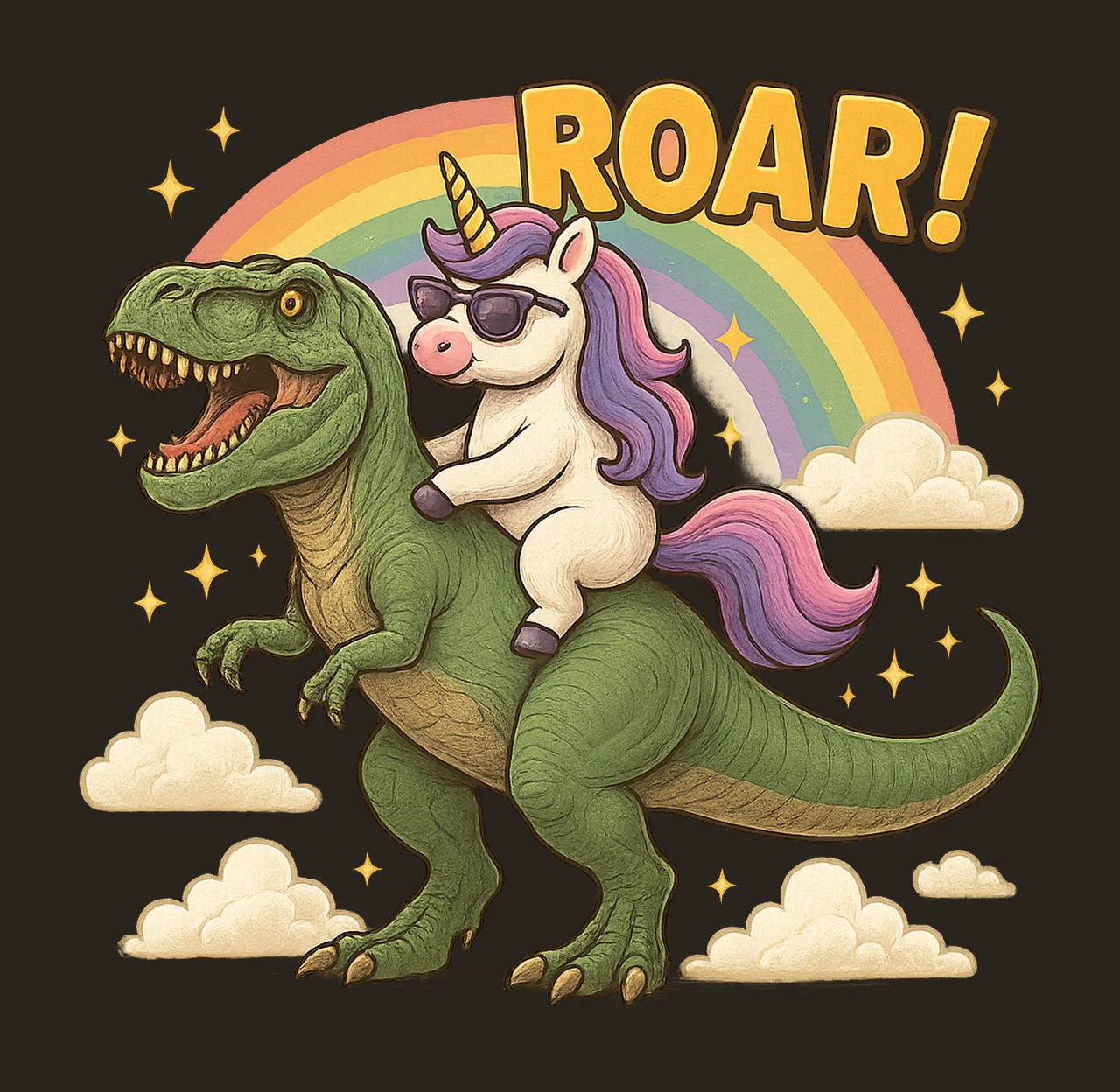 Rex Dinosaur Funny Unicorn Design Rainbow Fantasy Kids Shirt contrast preview thumbnail