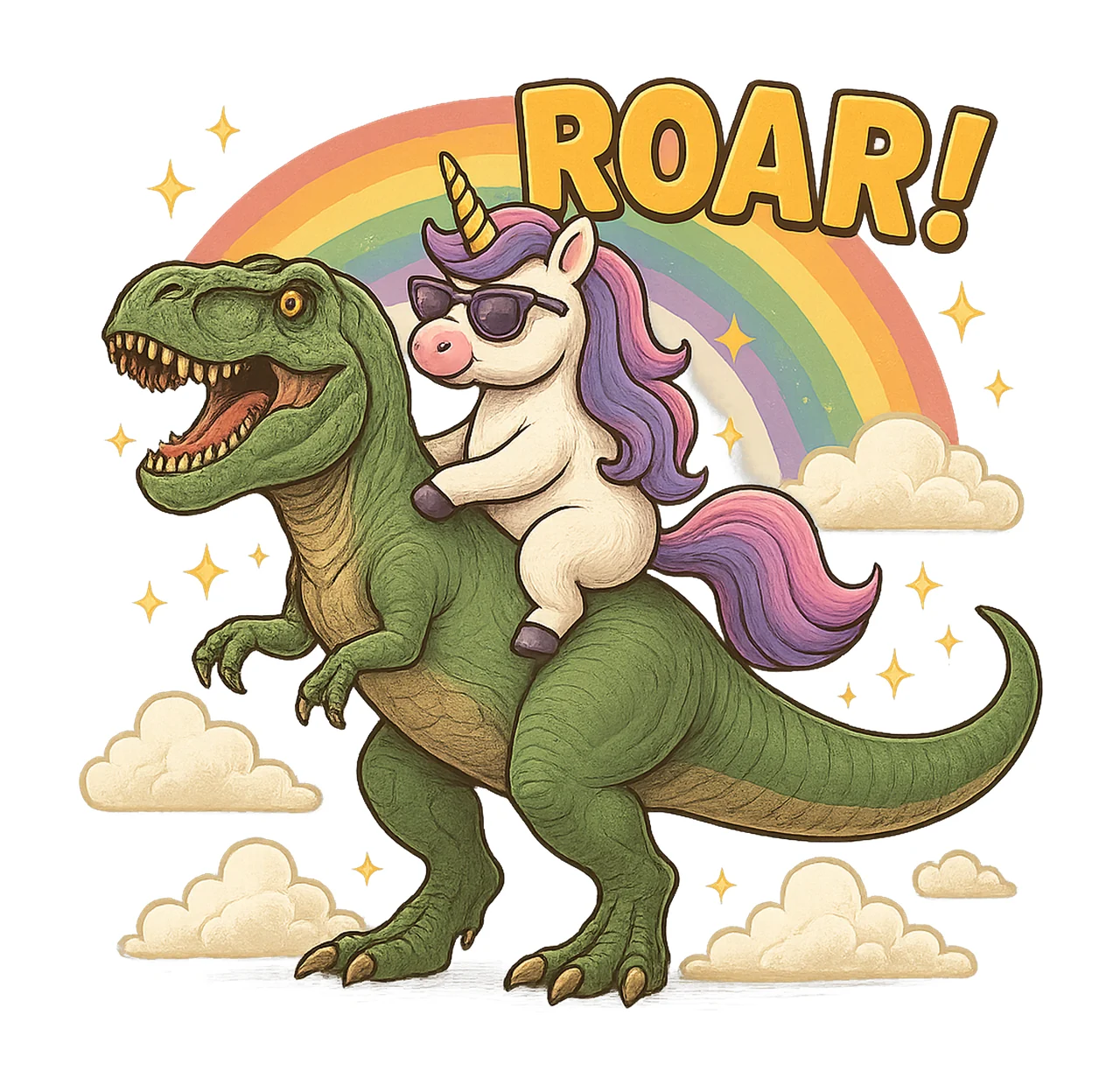 Rex Dinosaur Funny Unicorn Design Rainbow Fantasy Kids Shirt