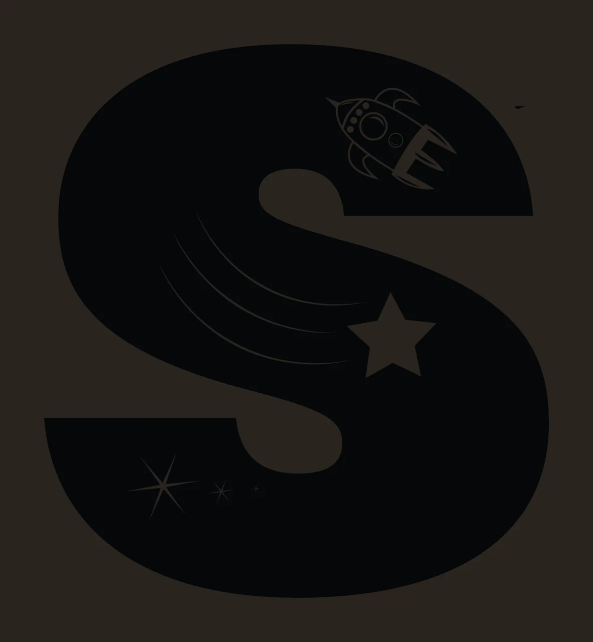 Space S Letter With Rocket contrast preview thumbnail