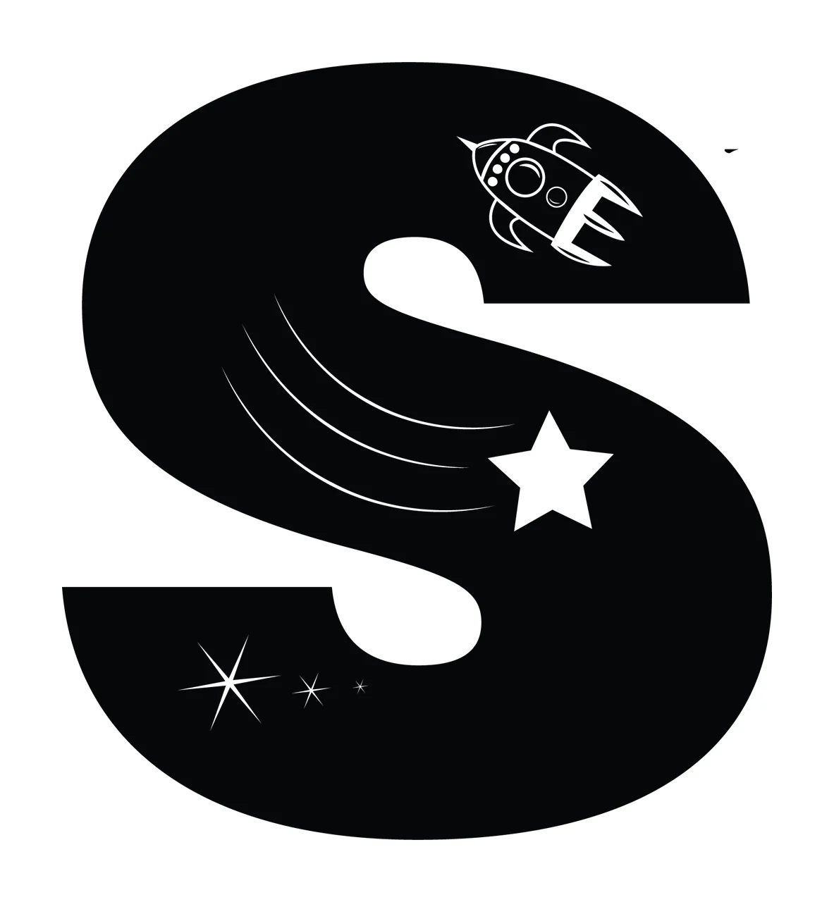 Space S Letter With Rocket