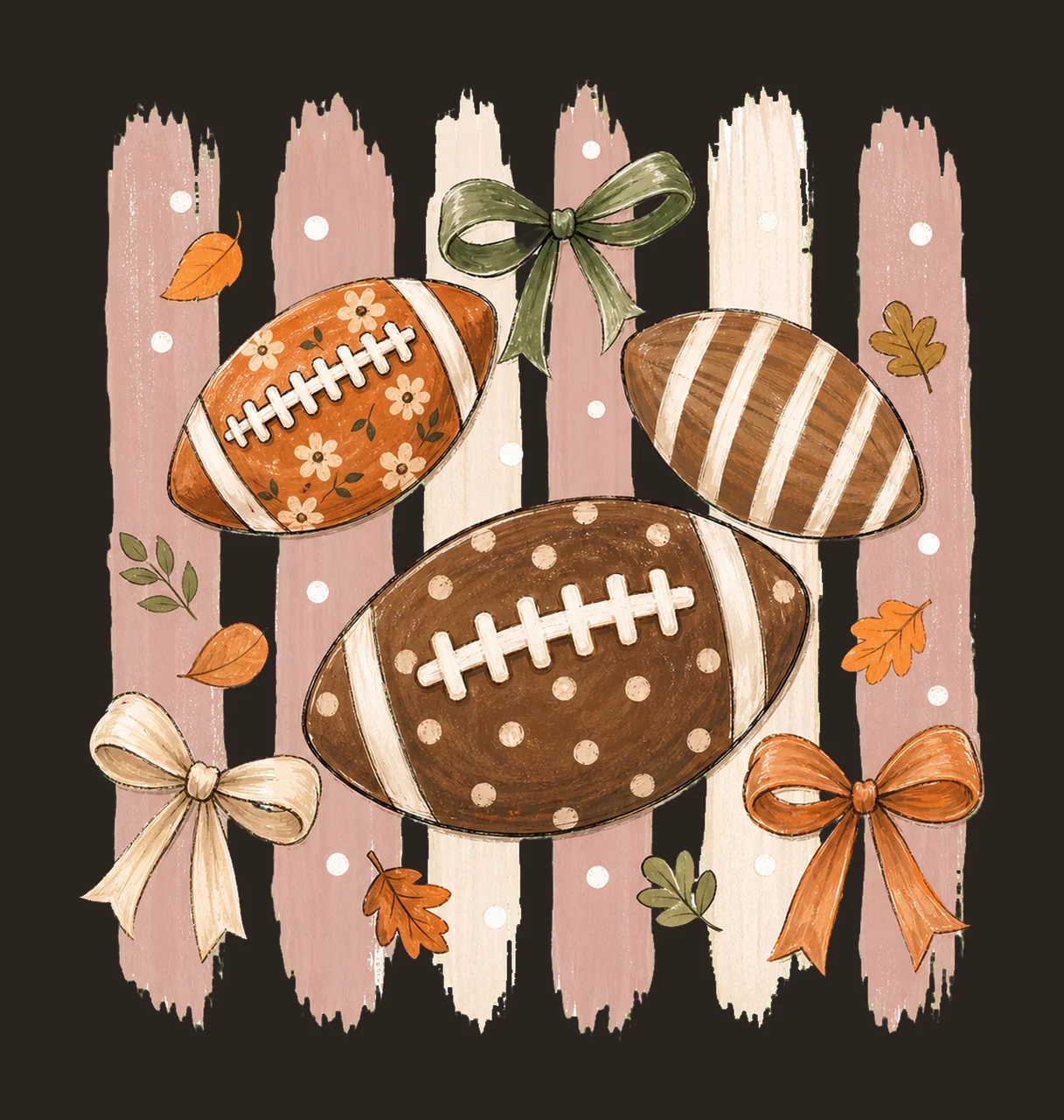Striped Football Polka Dot Bows sublimation Variation B contrast preview thumbnail