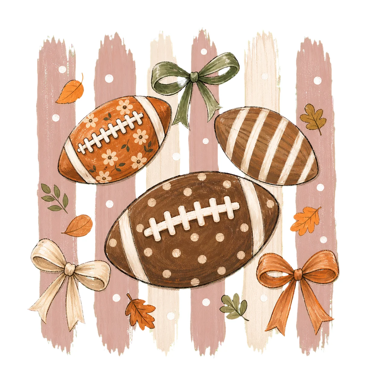 Striped Football Polka Dot Bows sublimation Variation B