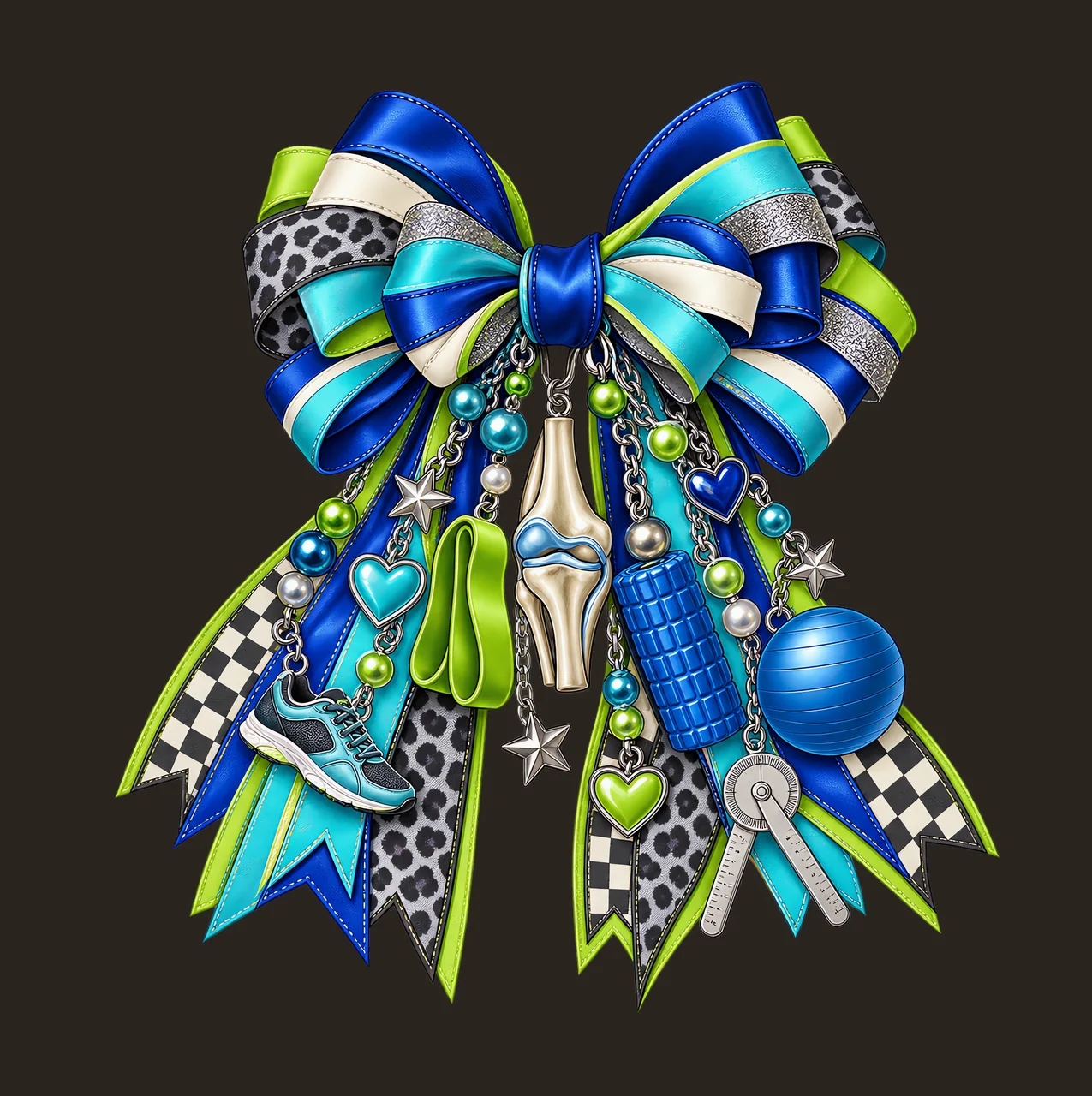 Physical Therapy Awareness PNG, Knee Joint and Dumbbell Coquette Bow, No Text Sublimation Clipart, Transparent Digital Download contrast preview thumbnail