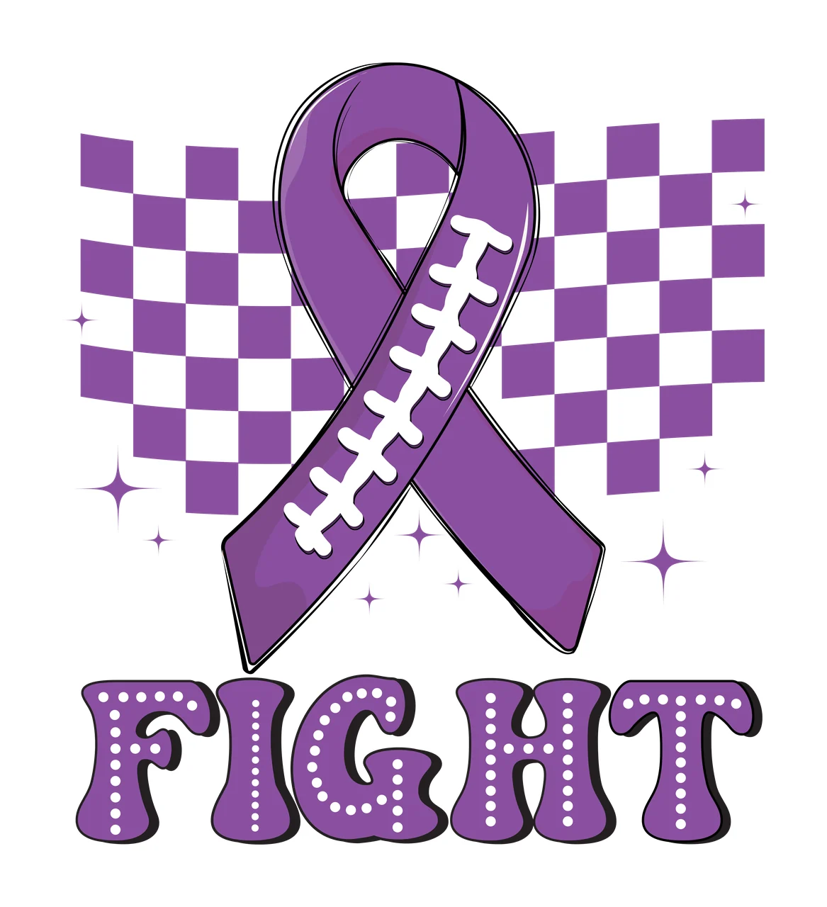 Fight Ribbon And Checkerboard Pattern symbol star silhouette