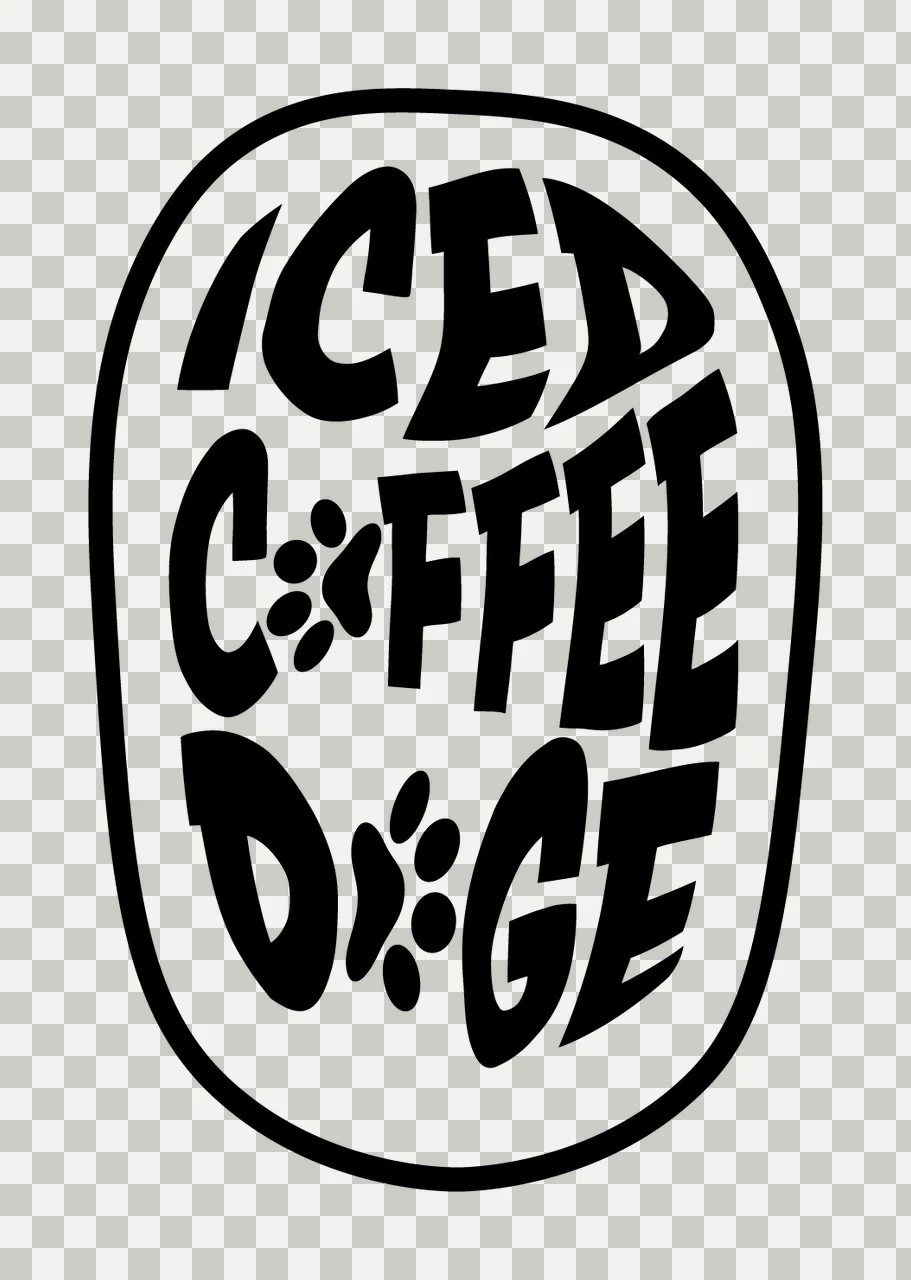 Can Glass Wrap Iced Coffee Doge Emblem oval border paw prints transparency and detail preview thumbnail