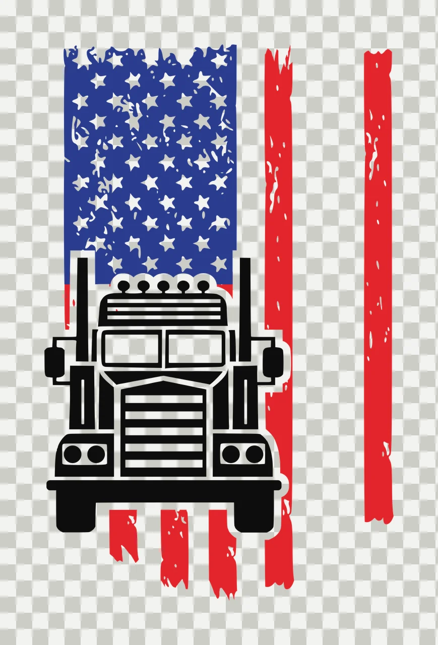 Truck Silhouette With Horizontal Grille Over Vertical Distressed flag transparency and detail preview thumbnail