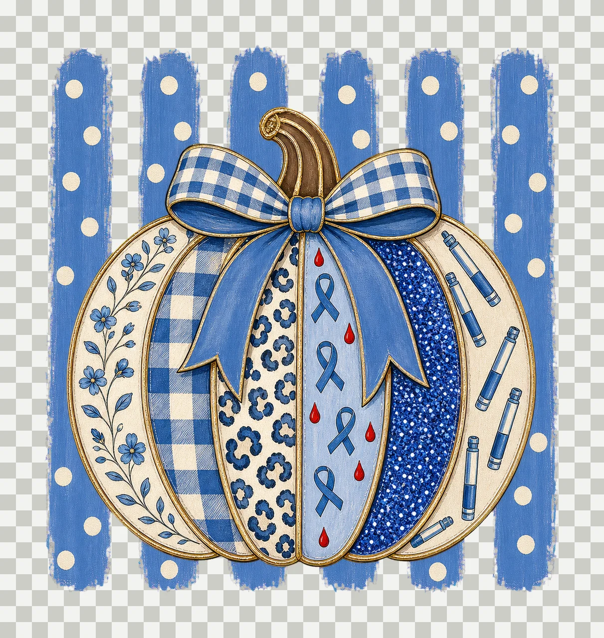 Diabetes Awareness Pumpkin Blue Coquette bundle 03 transparency and detail preview thumbnail