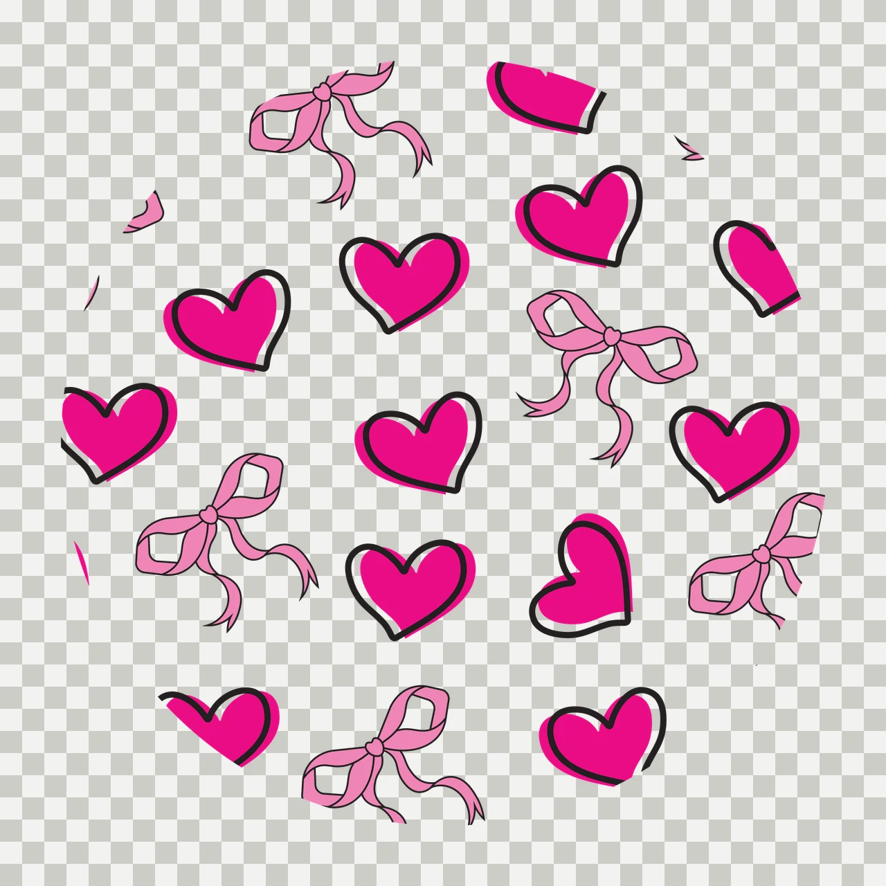 Bow Keychain Circular Pattern With Hearts And Bows repeat heart transparency and detail preview thumbnail