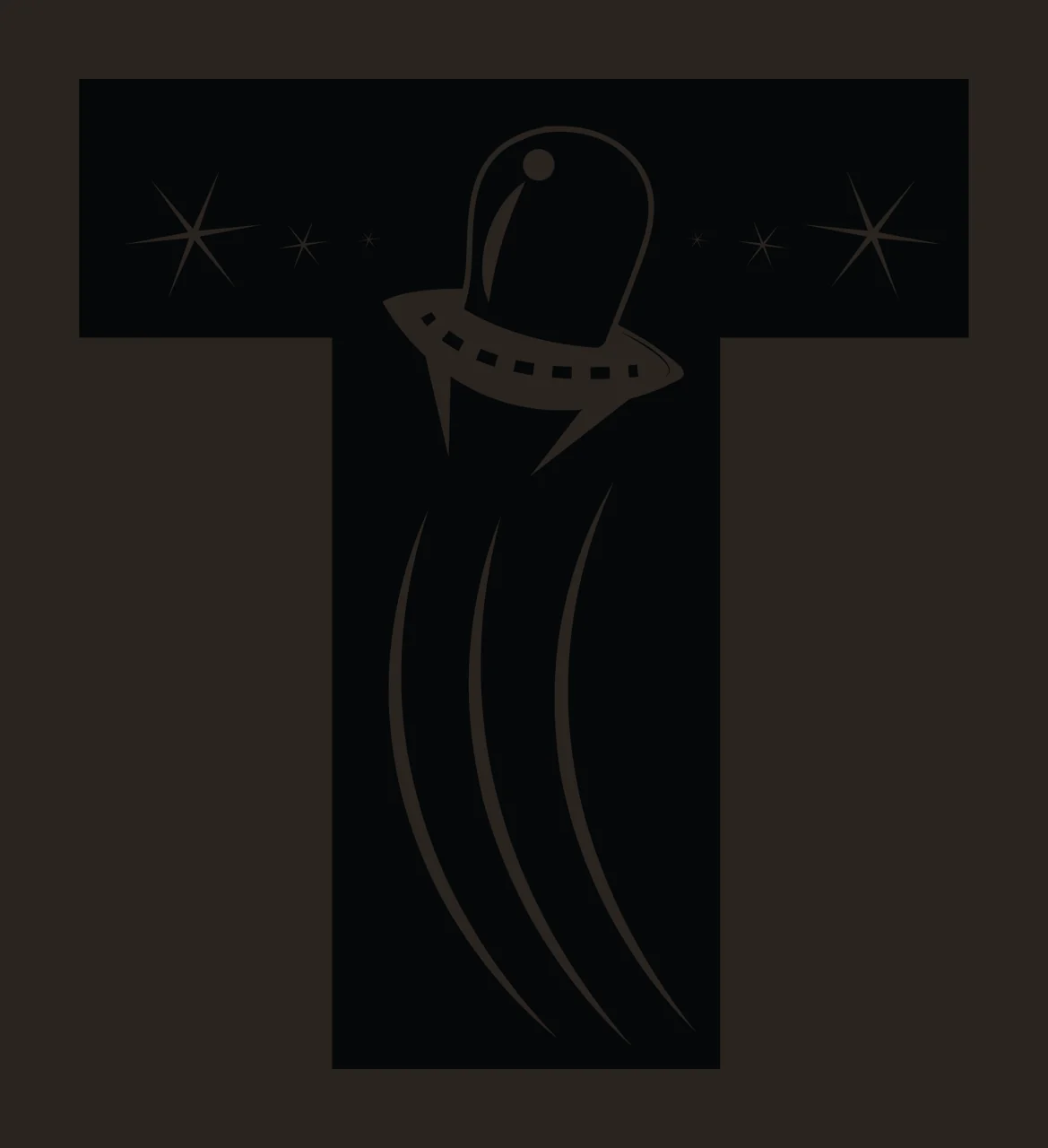 Space T Letter With Flying Saucer Illustration contrast preview thumbnail