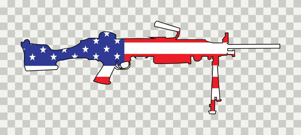 Machine Gun Silhouette With Star Pattern static bipod stars transparency and detail preview thumbnail