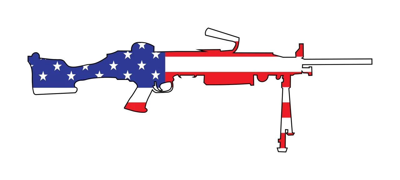Machine Gun Silhouette With Star Pattern static bipod stars