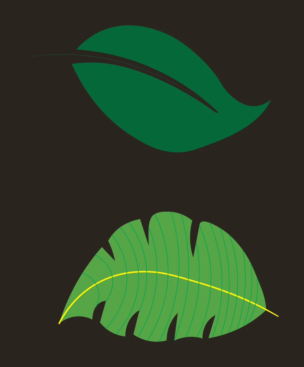 Two Different Tropical Leaf Silhouettes leaves foliage silhouette contrast preview thumbnail