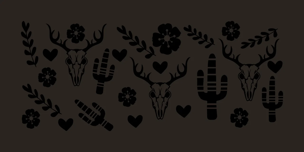 Can Glass Wrap Desert Theme Decorative Set icons deer skulls contrast preview thumbnail