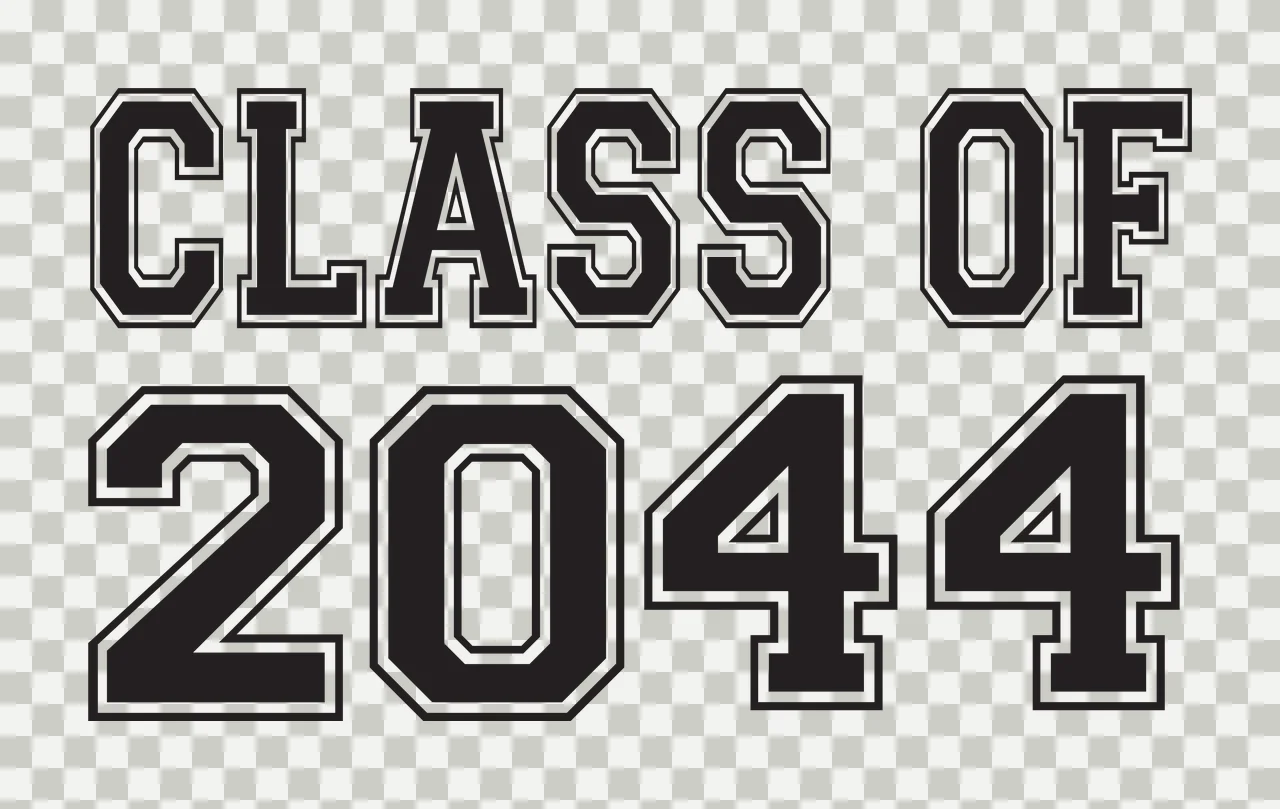 CLASS OF 2044 Typography Design with black block letters with white outlines transparency and detail preview thumbnail