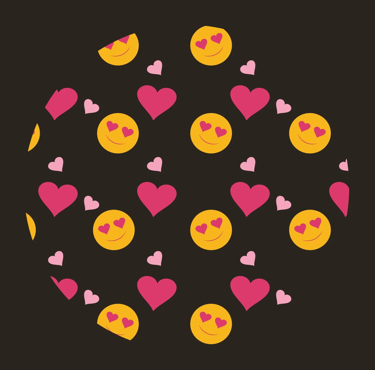 Keychain Heart Eyes Circle Emoji Pattern Background emojis contrast preview thumbnail
