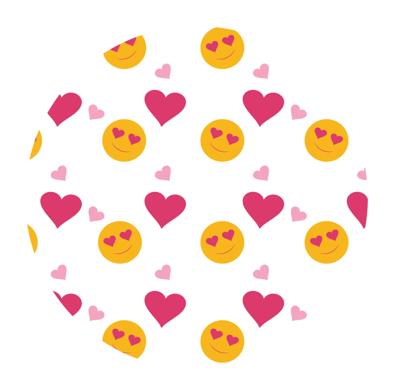 Keychain Heart Eyes Circle Emoji Pattern Background emojis