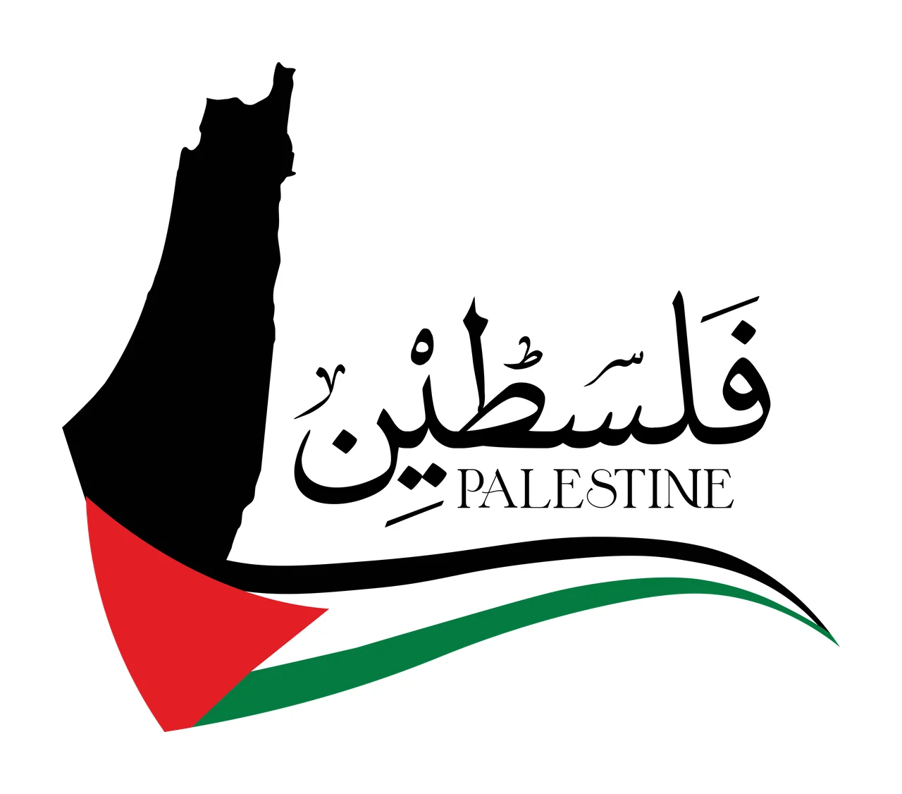 Palestine Text With Black Map Shape calligraphy minimalist