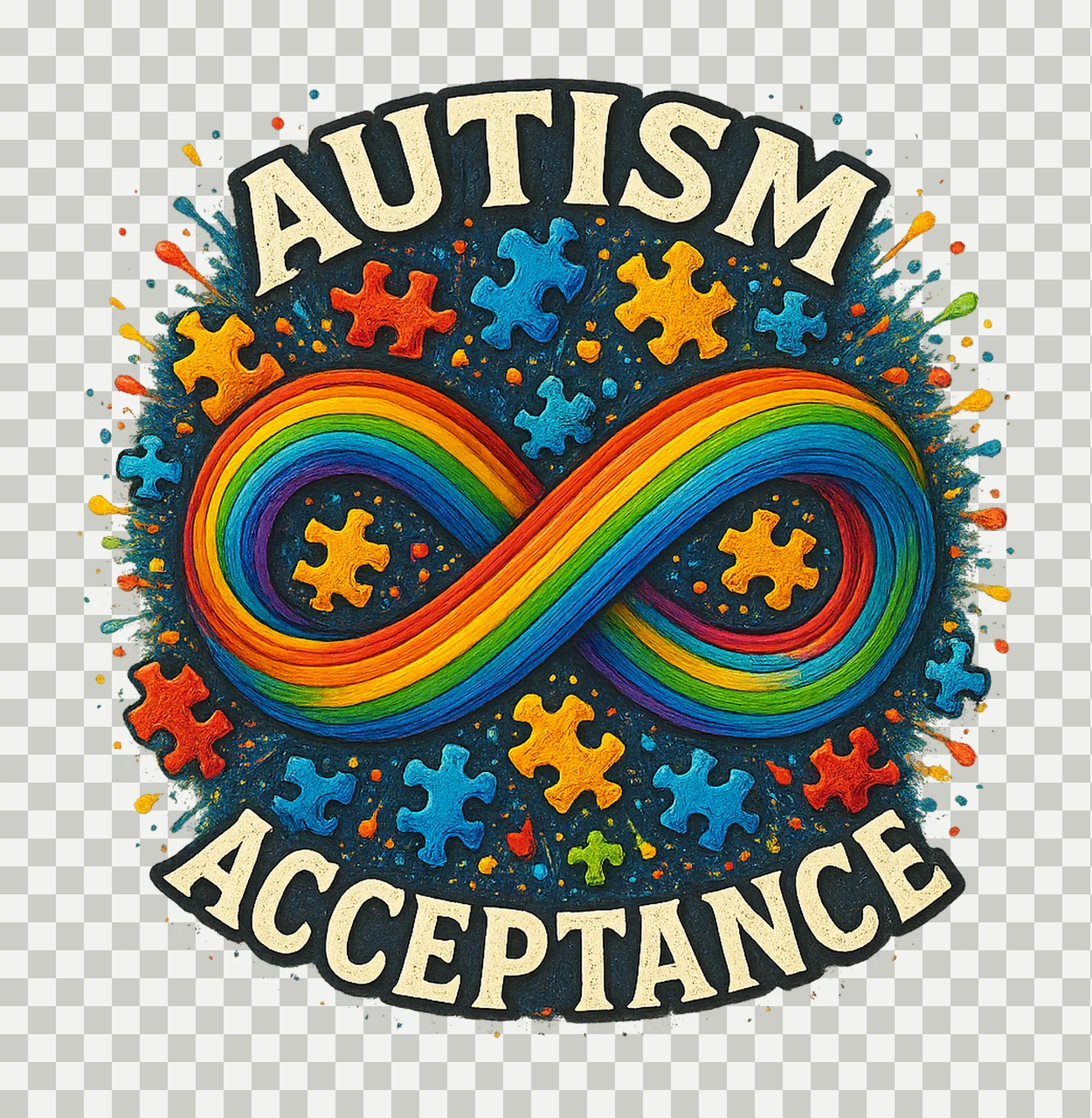 Autism Acceptance Puzzle Neurodiversity Awareness Art transparency and detail preview thumbnail