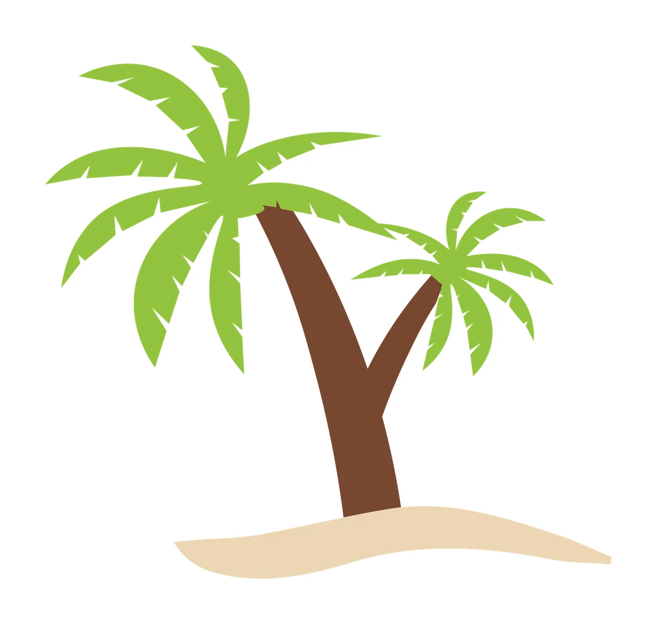 Palm Trees Growing On A Small Island Silhouette black white