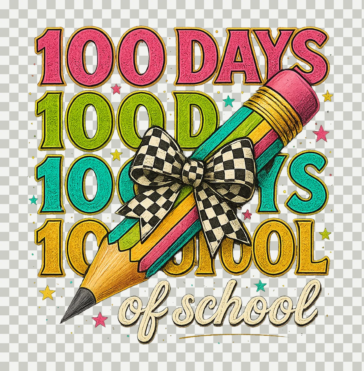 100 Days of School Faux Yarn Brushstroke Design Teacher transparency and detail preview thumbnail