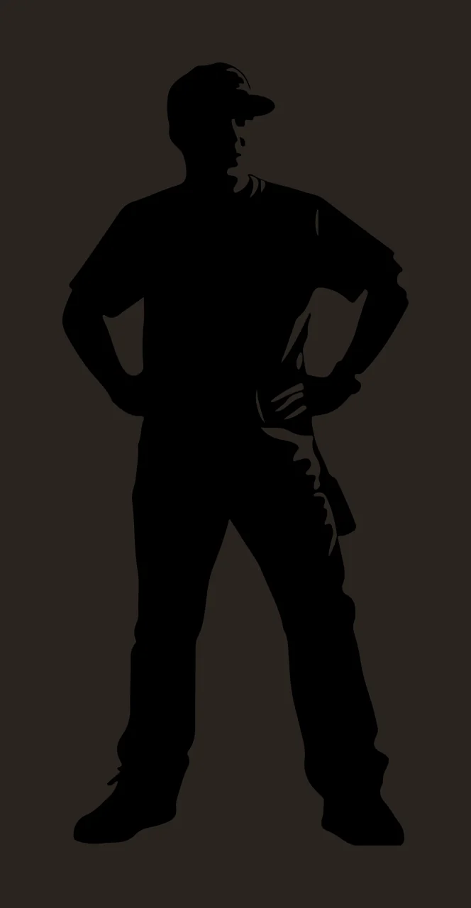 Silhouette Of Standing Person Wearing Baseball Cap Hands t shirt contrast preview thumbnail