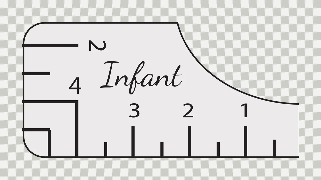2 4 Infant 3 2 1 infant measuring gauge fragment Design with ruler marks, cursive text, measurement numbers and curved outline in black, light gray and white transparency and detail preview thumbnail