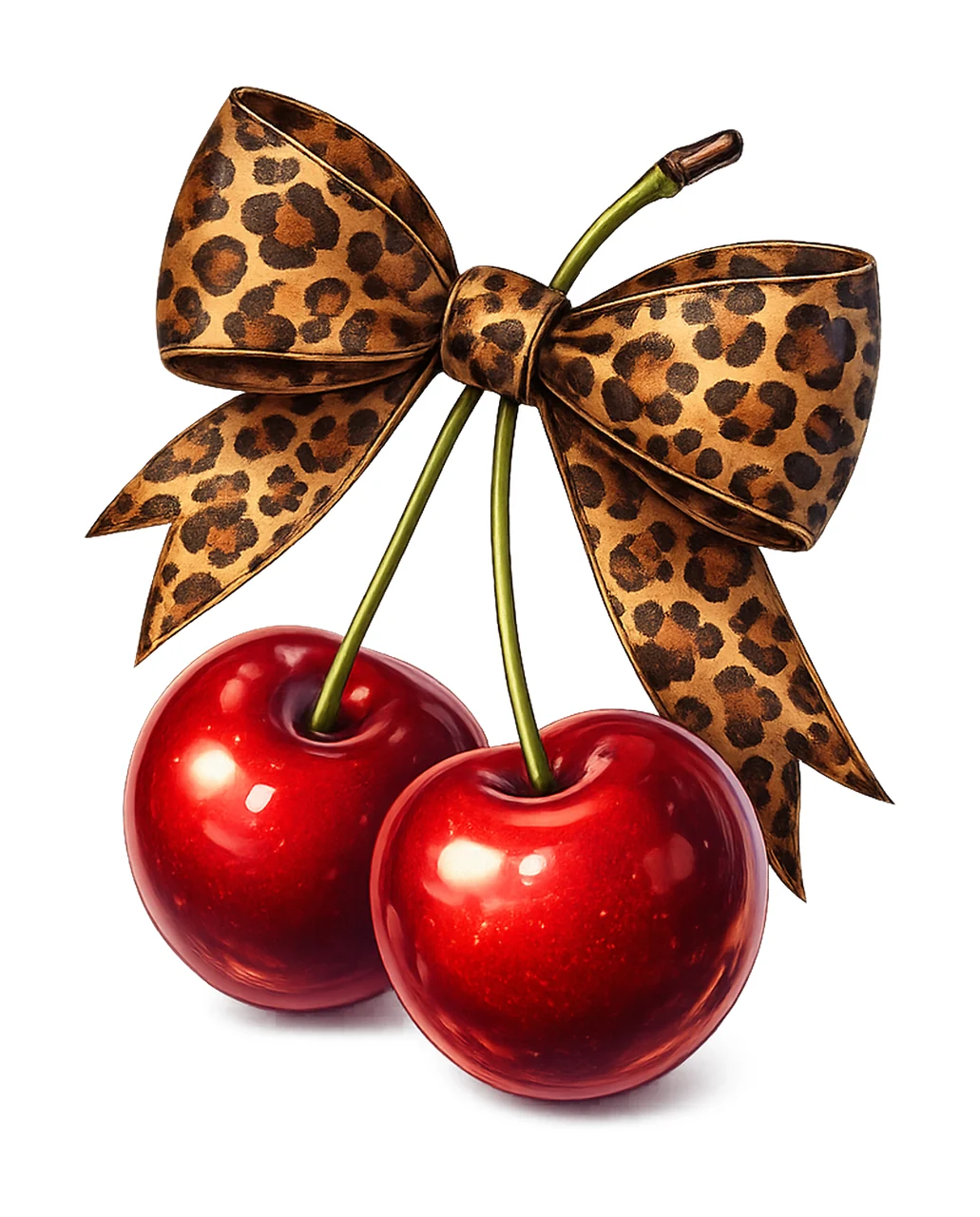 Cherry Bow Cheetah Print Valentines Design Sublimation Art
