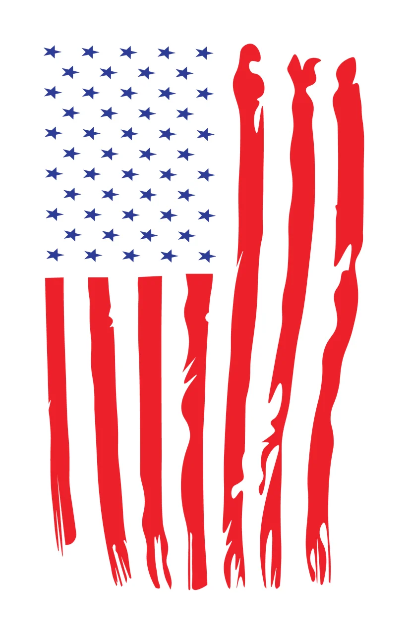 Flag Vertical Worn Silhouette Graphic Hanging Stars Stripes