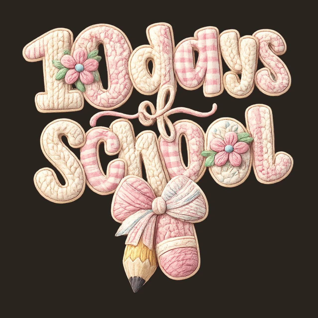 Faux Yarn 100 Days Of School Crochet School Coquette Digital contrast preview thumbnail