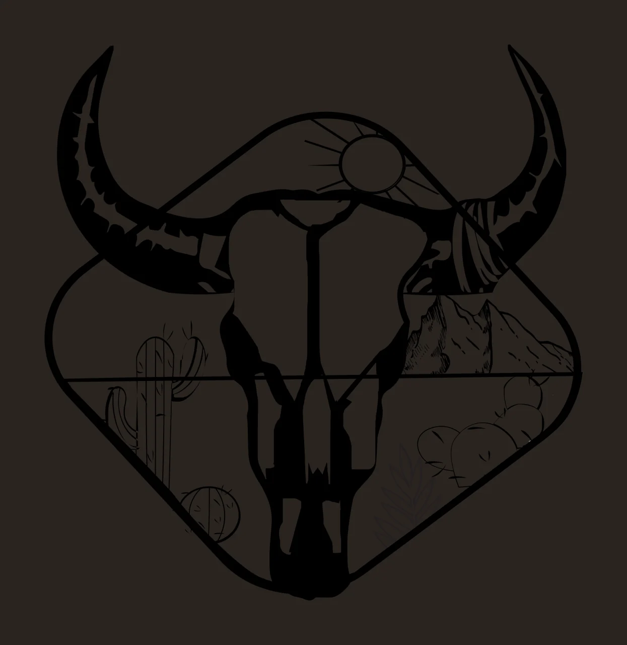 Can Glass Wrap Bull Skull Silhouette With Desert containing landscape contrast preview thumbnail