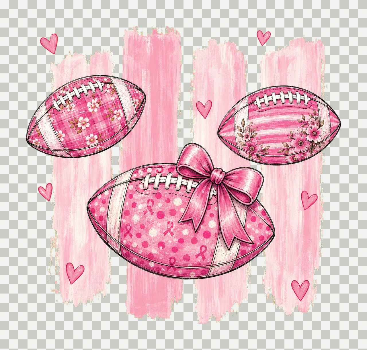 Breast Cancer Football Pink Out Pink Floral Variation D transparency and detail preview thumbnail