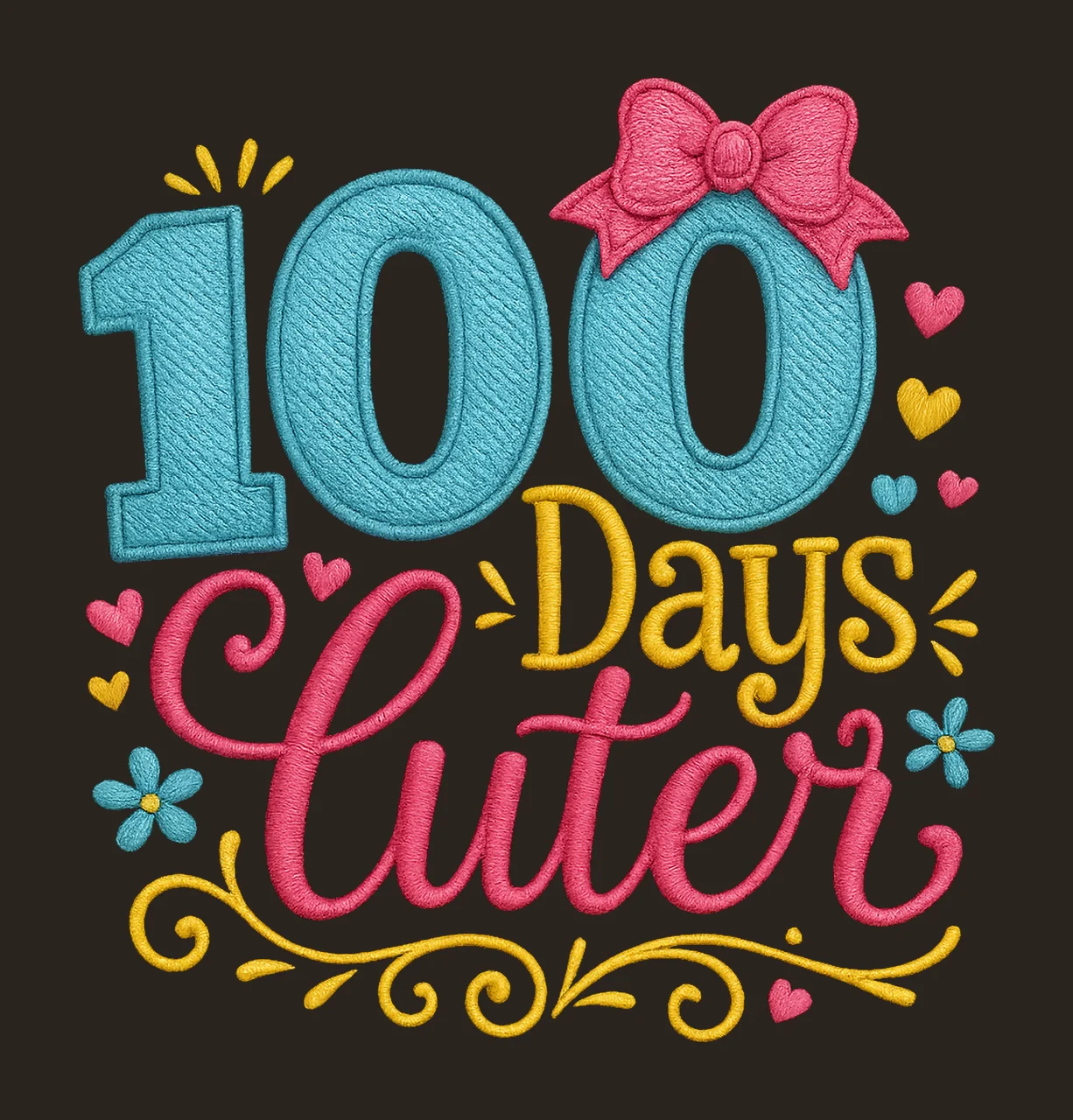 100 Days of School shirt 100 Days Cuter Design Embroidery contrast preview thumbnail
